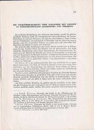 Die Volksüberlieferung über Alexander den Grossen in Nordgriechenland (Makedonien und Thrakien)