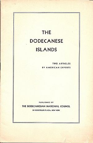 THE DODECANESE ISLANDS. Two articles by American Experts.